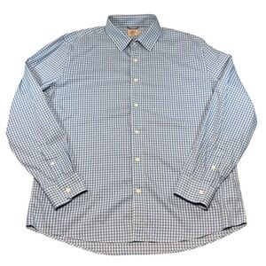 Faherty Brand Mens Movement Gingham Shirt Blue White XL Stretch Button Up